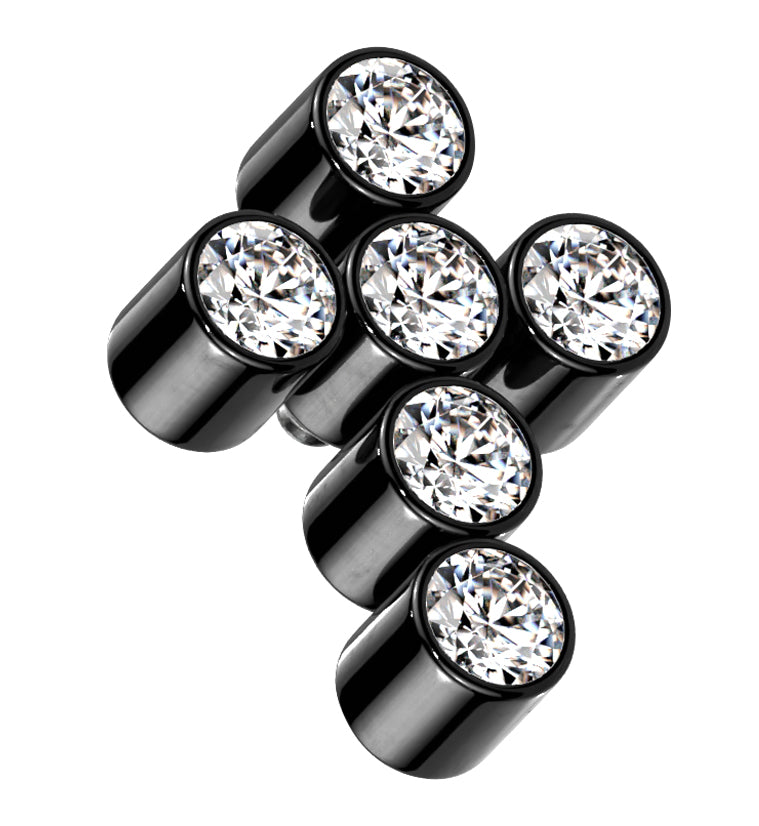 Black PVD Cross CZ Titanium Internally Threaded Top