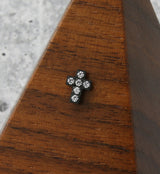 Black PVD Cross CZ Titanium Threadless Top