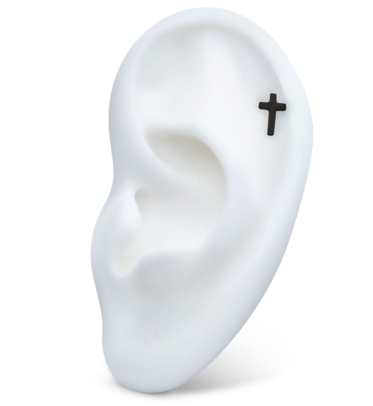 Black PVD Cross Titanium Internally Threaded Top