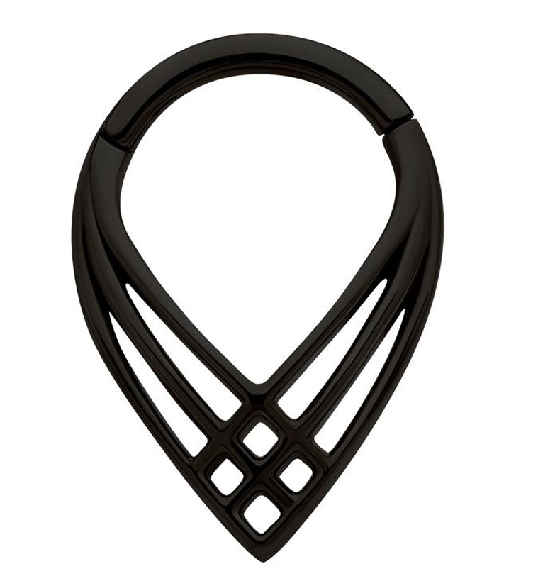 Black PVD Crosshatch Point Stainless Steel Hinged Segment Ring