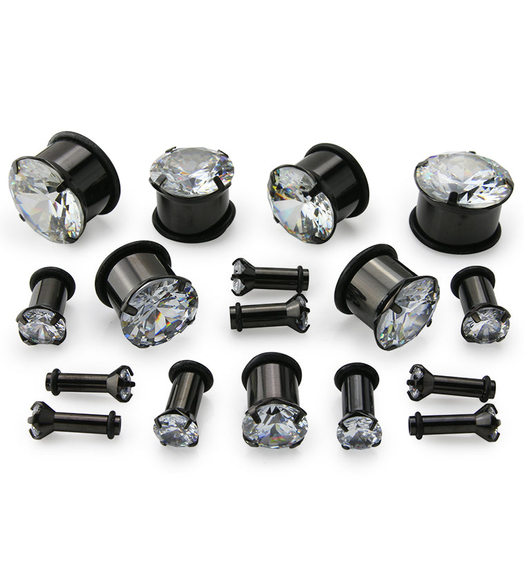 Black PVD CZ Stainless Steel Single Flare Tunnels