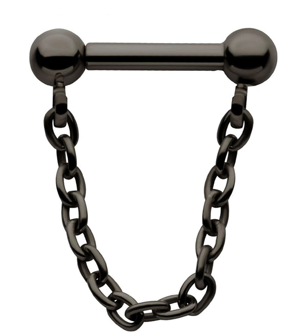 Black PVD Dangle Chain Threadless Titanium Barbells