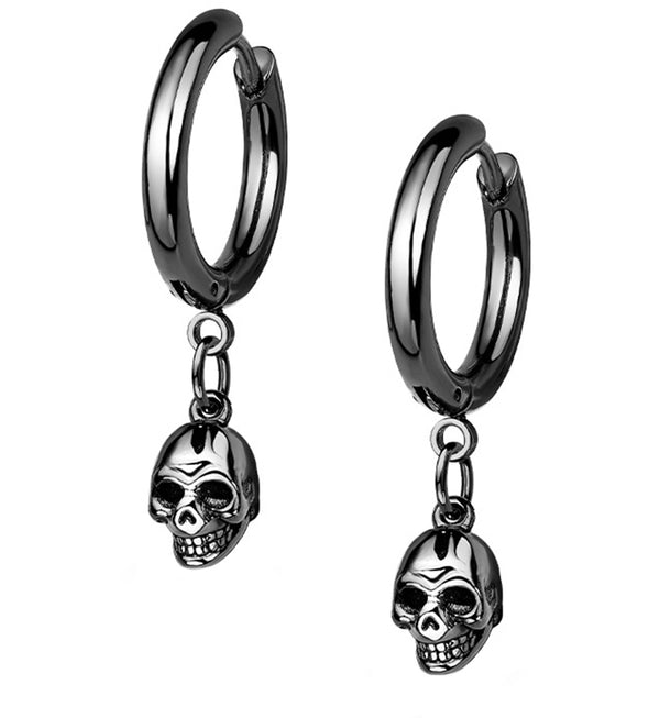 Black PVD Dangle Skull Stainless Steel Earrings