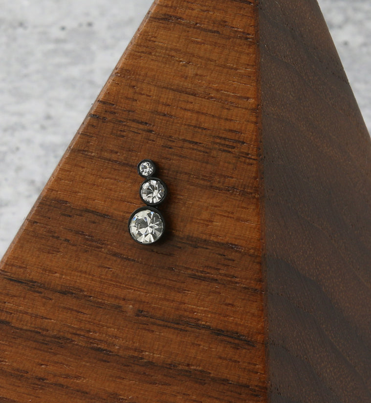 Black PVD Descend CZ Threadless Titanium Top