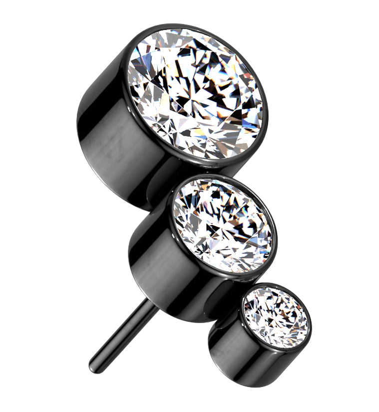 Black PVD Descend CZ Threadless Titanium Top