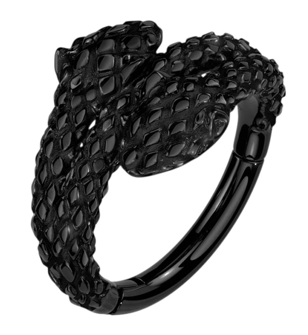 Black PVD Double Head Snake Twist Stainless Steel Hinged Segment Ring