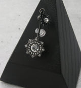 Black PVD Double Square CZ Belly Button Ring