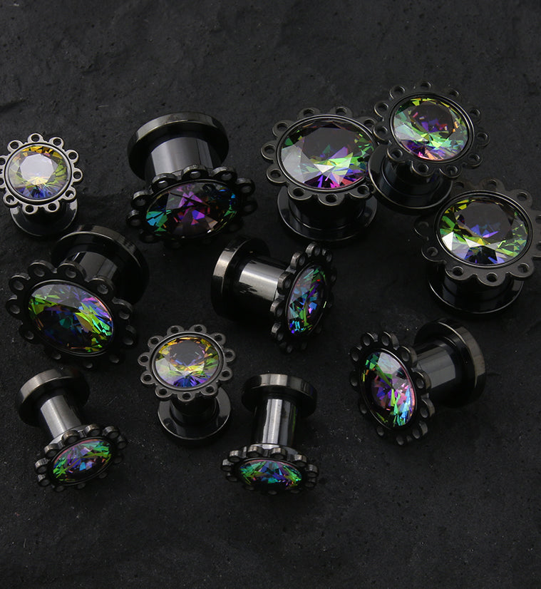 Black PVD Eyelet Black Aurora Stainless Steel Screw Back Tunnels