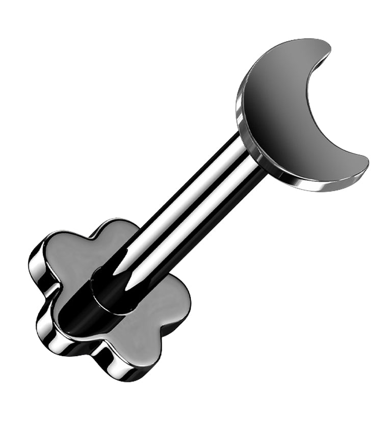 Black PVD Half Moon Titanium Threadless Labret