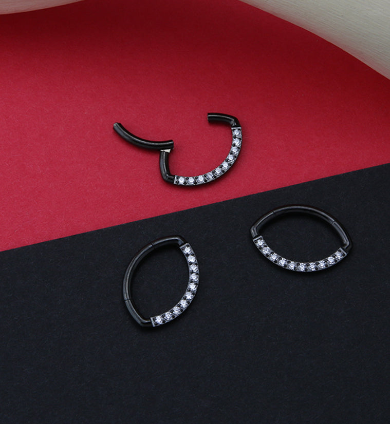 Black PVD Oculus CZ Titanium Hinged Segment Ring