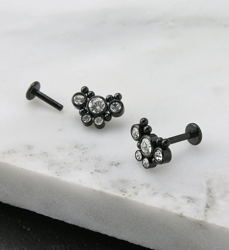 Black PVD Passel Gem Labret Post