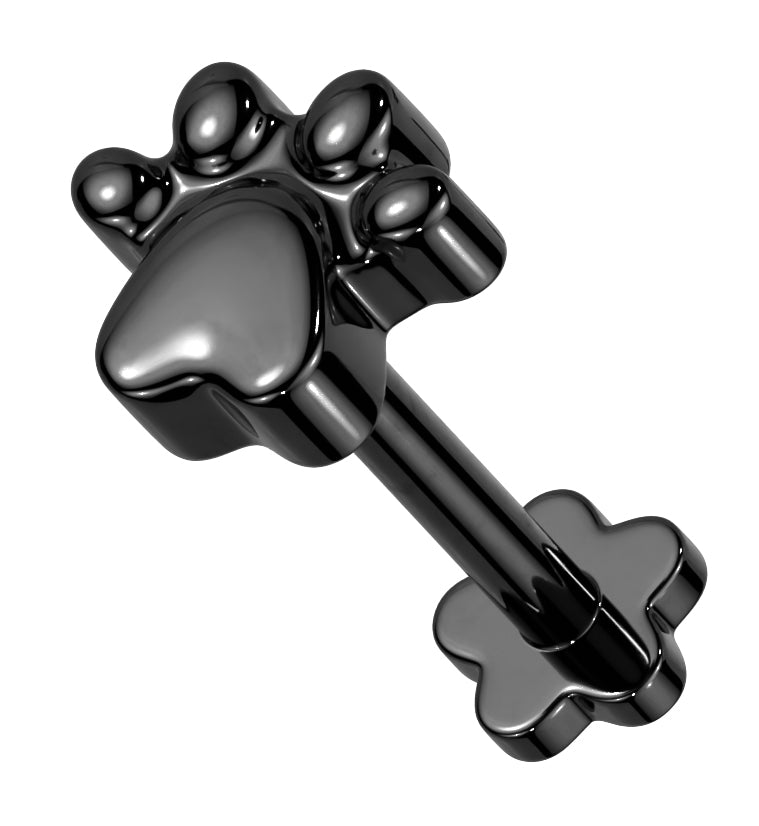 Black PVD Paw Print Titanium Threadless Labret