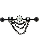 Black PVD Pearl Dangle Chain Industrial Barbell
