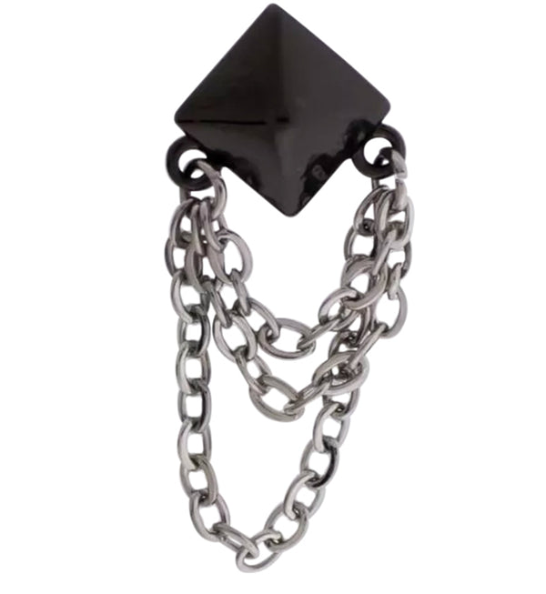Black PVD Polyhedra Dangle Chain Stainless Steel Cartilage Barbell