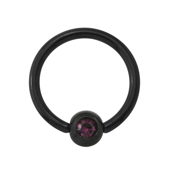 Black PVD Purple CZ Captive Ring