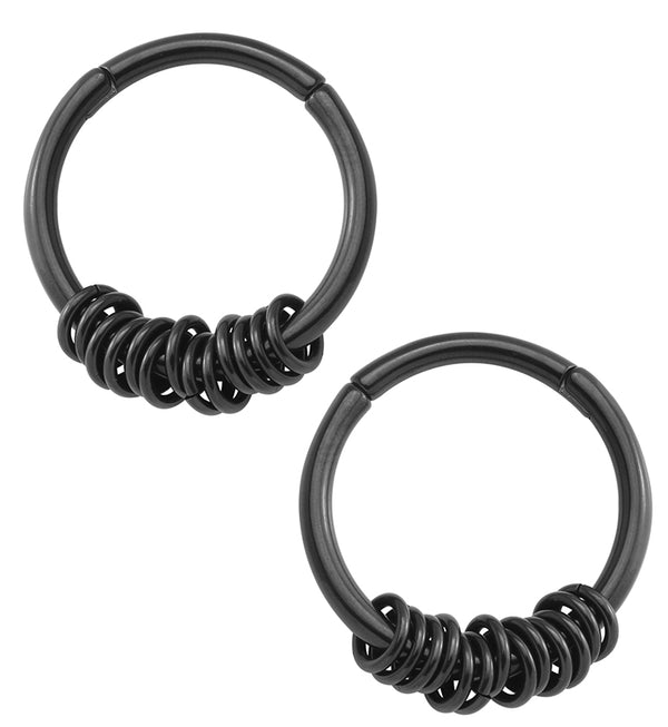 Black PVD Rings Hinged Stainless Steel Hoop Ear Weights