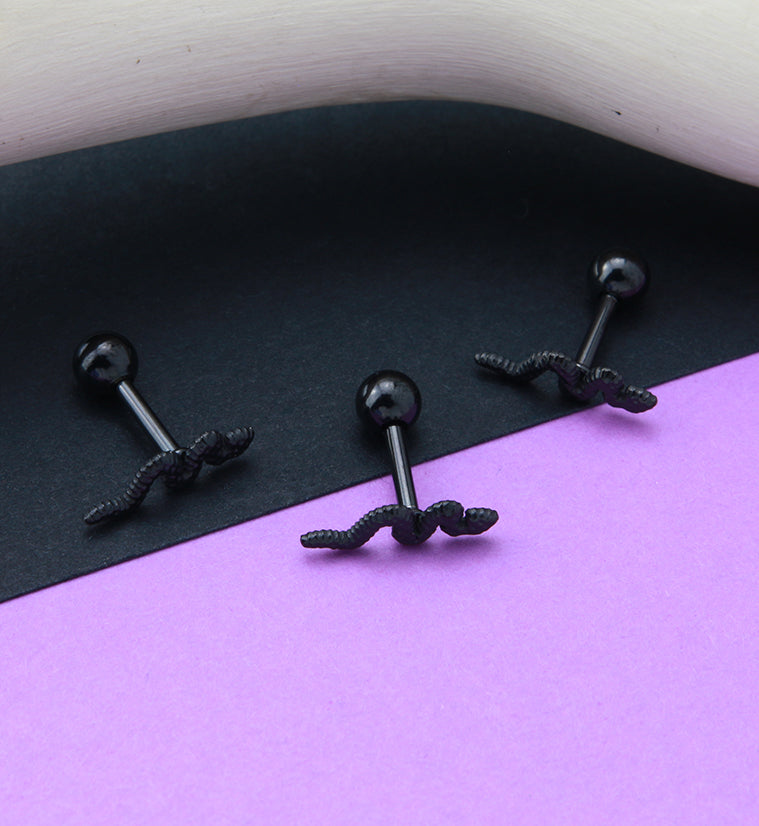 Black PVD Snake Cartilage Barbell