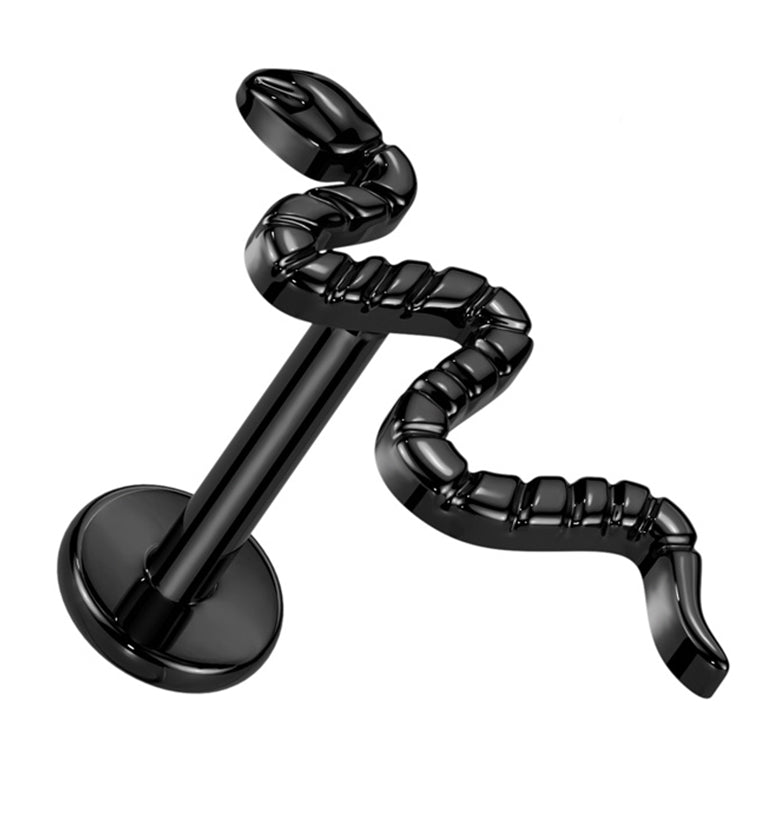 Black PVD Snake Titanium Internally Threaded Labret
