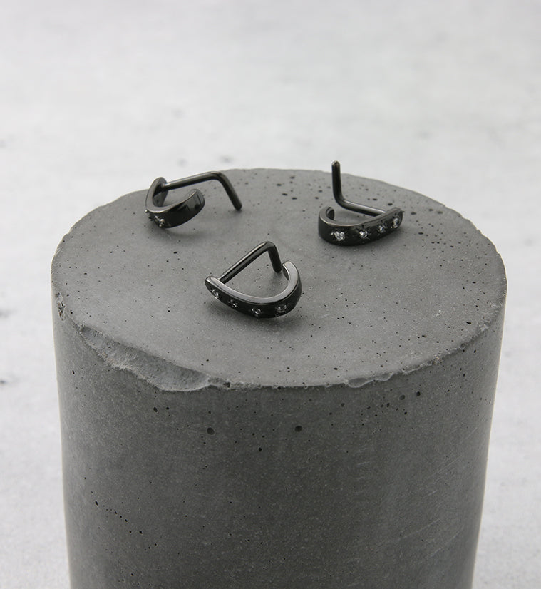 Black PVD Sol CZ Stainless Steel Nose Curve