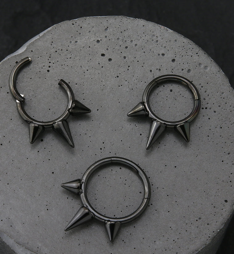 Black PVD Spiked Hinged Segment Ring