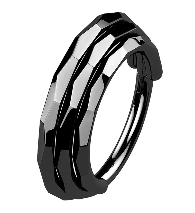 Black PVD Stacked Verge Titanium Hinged Segment Ring