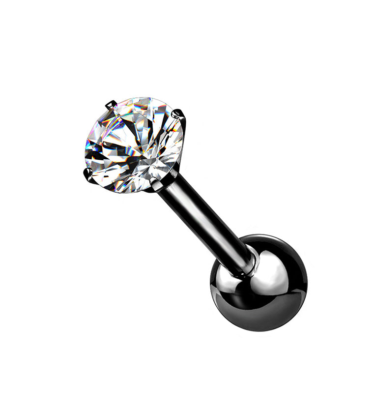 Black PVD Titanium CZ Cartilage Barbell