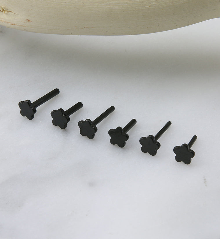 Black PVD Titanium Threadless Flower Back Labret (Back Only)