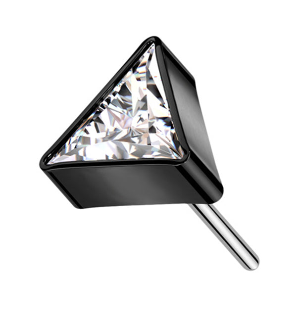 Black PVD Triangle Clear CZ Threadless Titanium Top