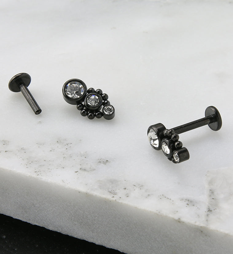 Black PVD Trinal CZ Labret Post