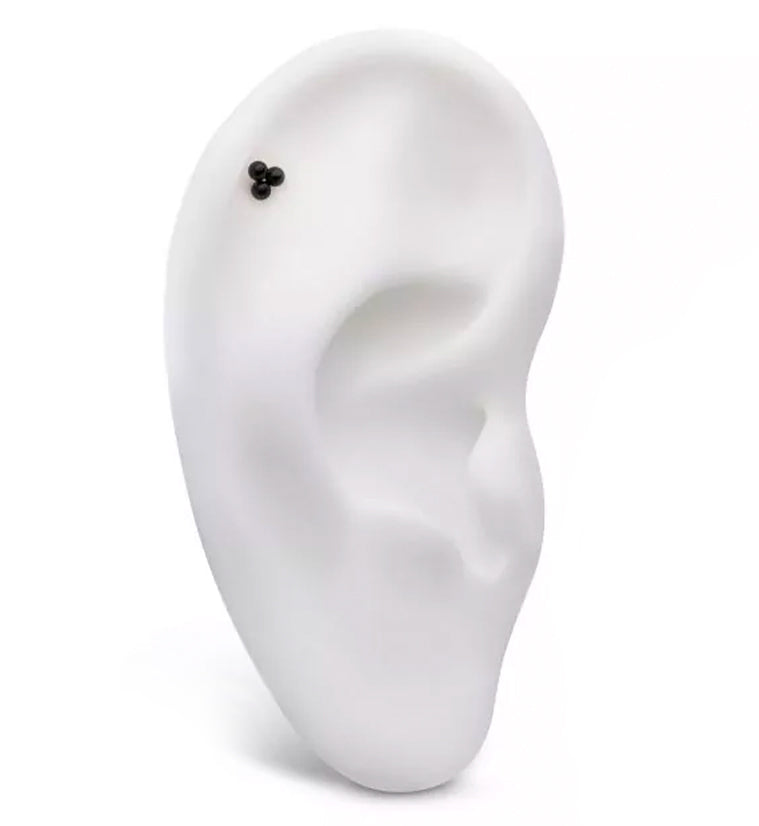 Black PVD Trinity Bead Threadless Titanium Top