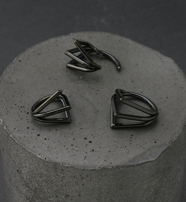 Black PVD Triple V Titanium Hinged Segment Ring