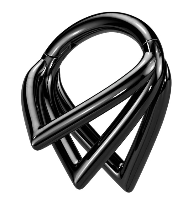 Black PVD Triple V Titanium Hinged Segment Ring