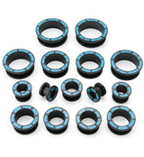 Black PVD Turquoise Rim Stainless Steel Tunnel Plugs