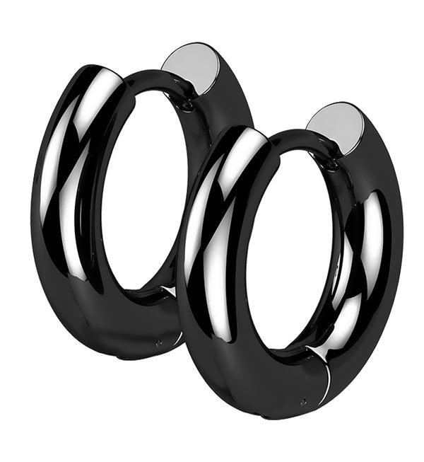 Black PVD Vast Stainless Steel Hinged Hoop Earrings