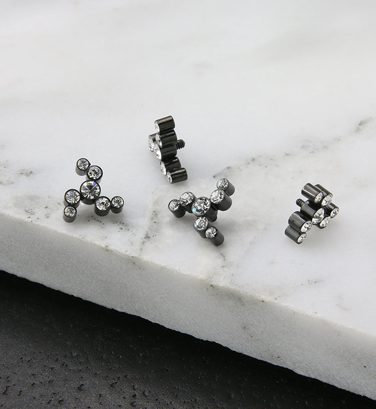 Black PVD Whirl CZ Titanium Internally Threaded Top