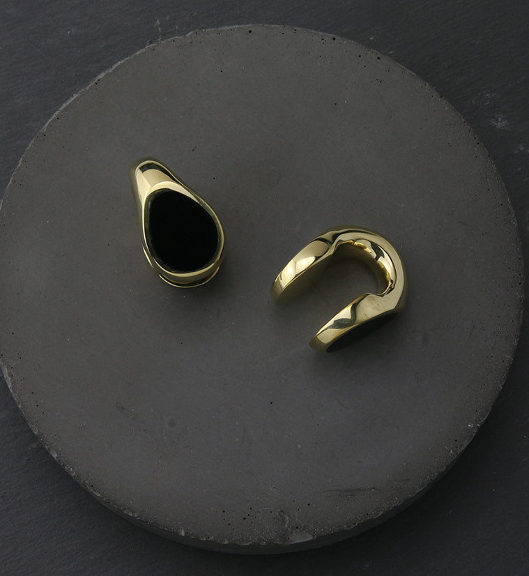 Black Resin Keyhole Brass Ear Weights
