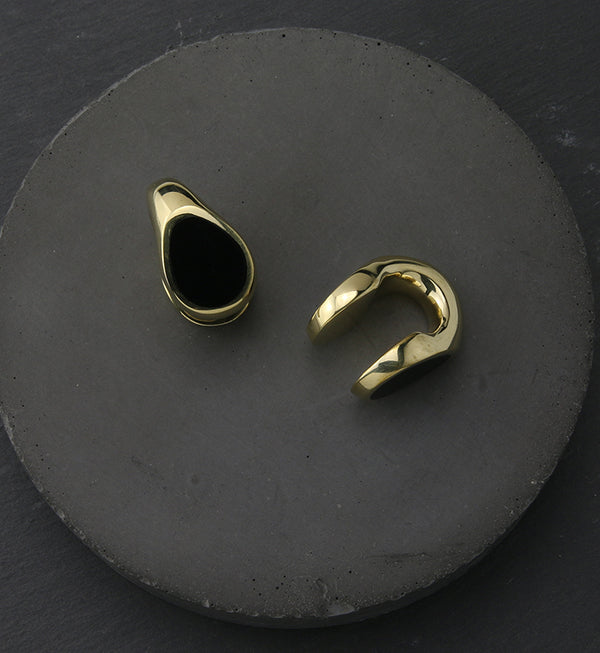 Black Resin Keyhole Brass Ear Weights