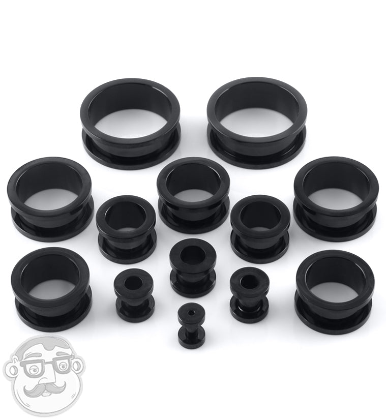 Stainless Steel Black Ear Tunnels