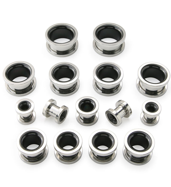 Black PVD Inlay Stainless Steel Tunnel Plugs