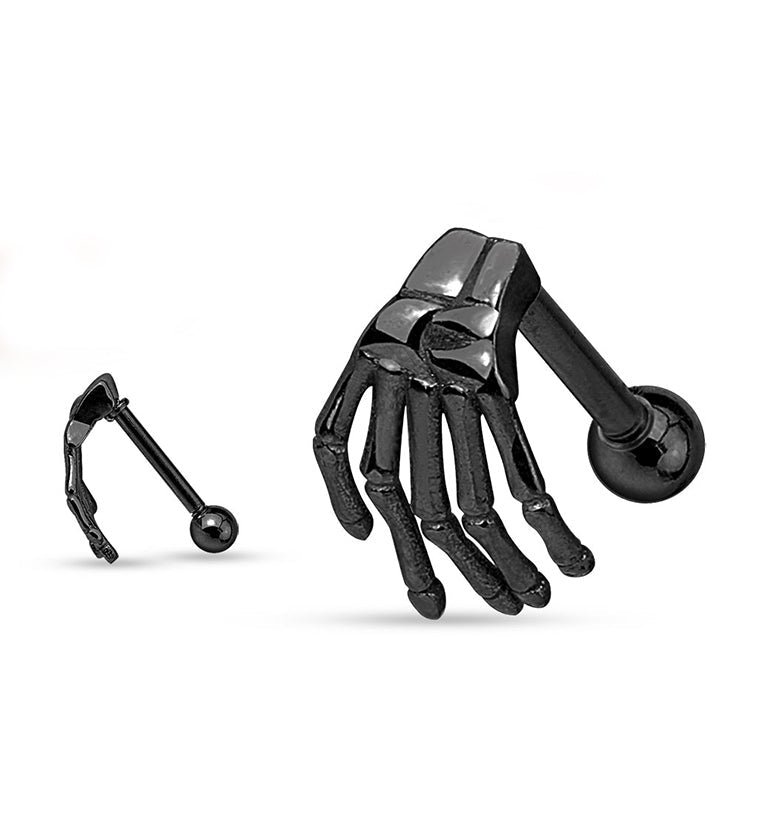 Black Skeletal Palm Steel Cartilage Barbell