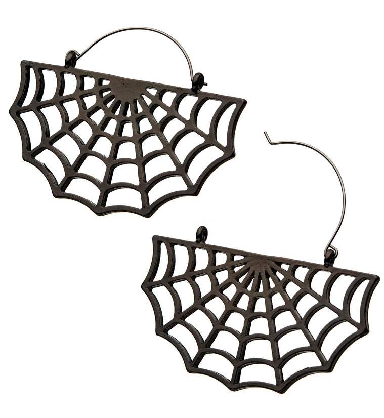Black Spider Web Plug Hoops