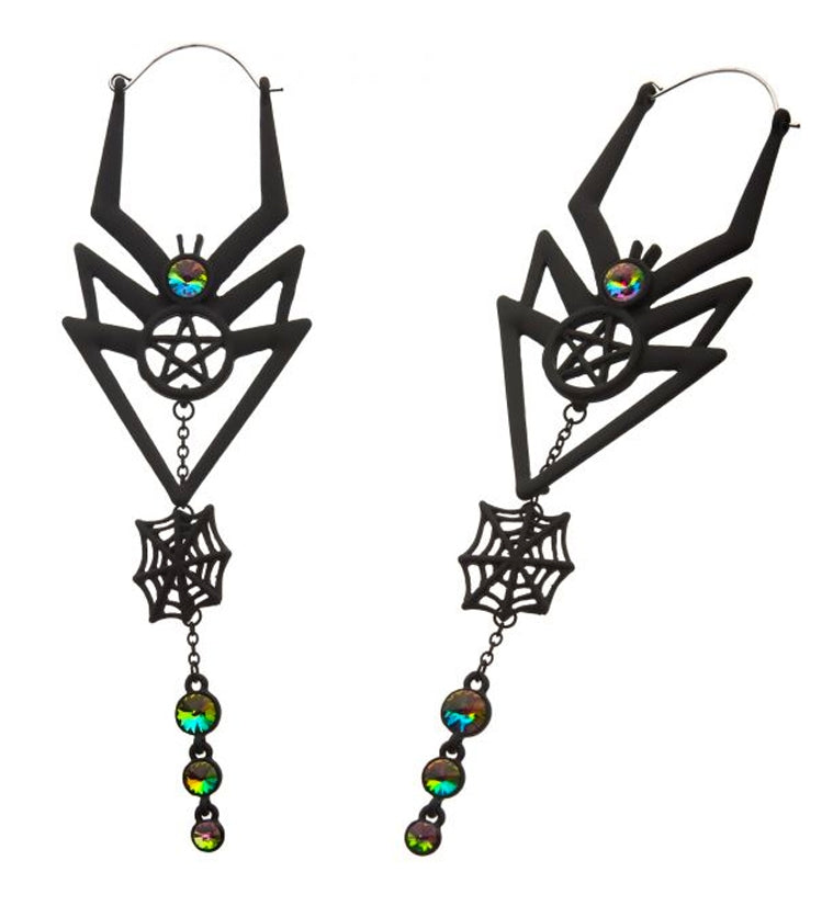 20G Black Spiderweb Hanging Aurora Plug Hoops