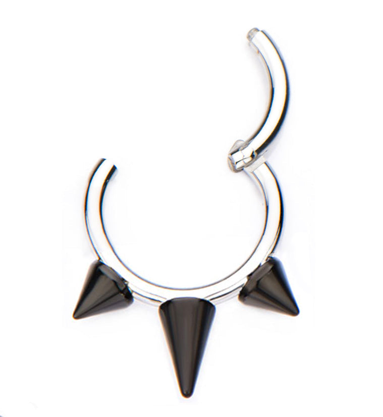 Black Spiked Hinged Segment Captive Ring