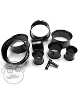 Black Stainless Steel Double Flare Tunnels Gauges