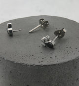 Black Teardrop Cluster CZ Titanium Threadless Earrings