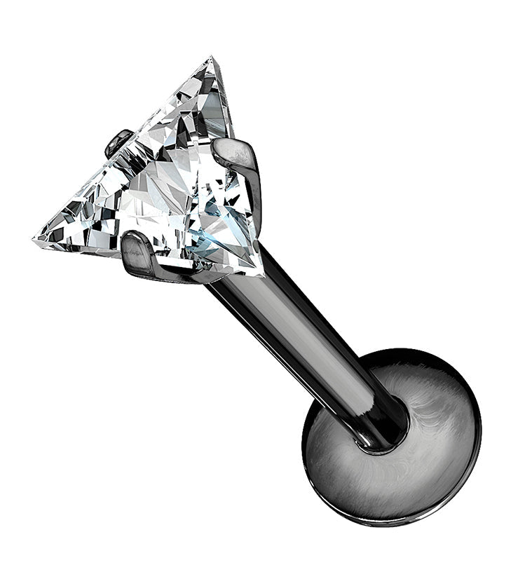 Triangle CZ Prong Internally Threaded Labret