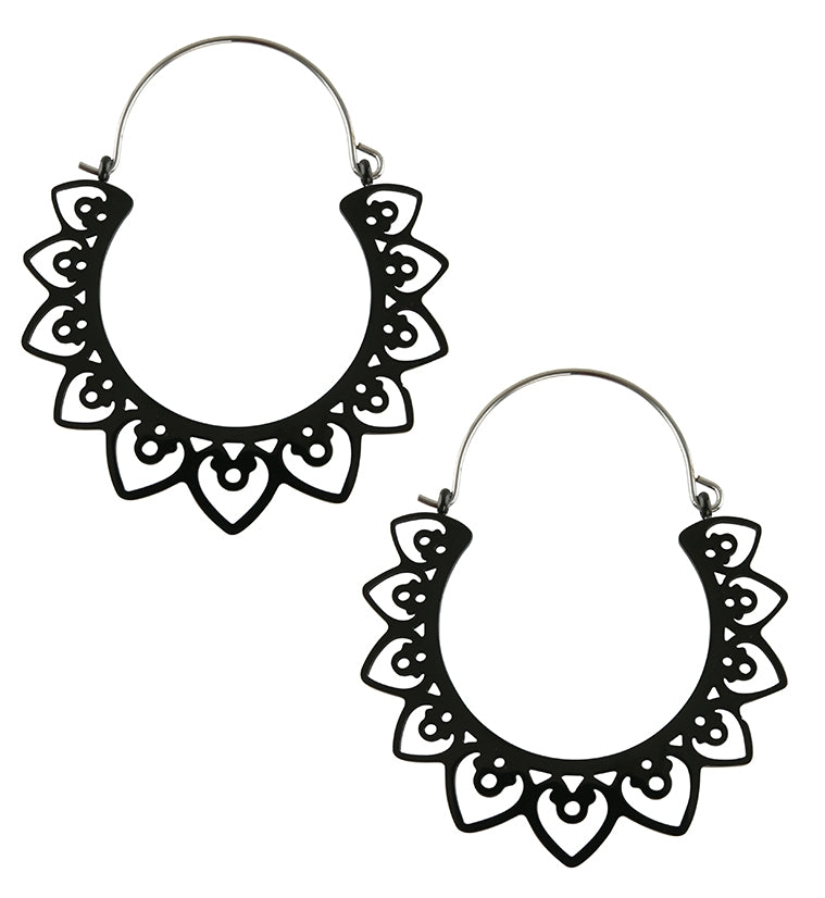20G Black Tribal Heart Hangers / Earrings