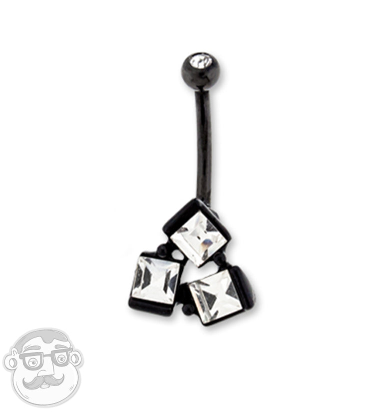 PVD Black Trinity CZ Belly Button Ring