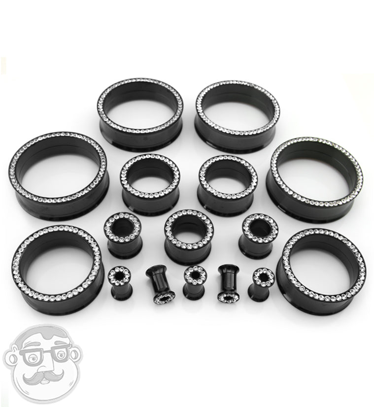 Black PVD Internally Threaded Tunnels with CZ Rim