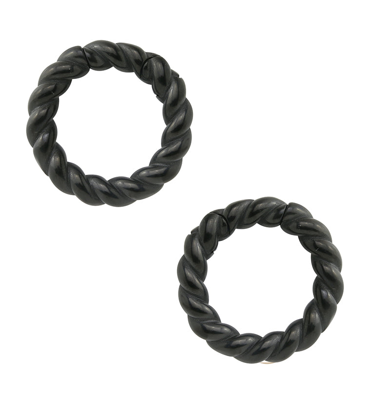 Black PVD Twist Stainless Steel Hinged Ear Weights